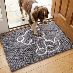 image:imageMuddy Mat Paw Dog Door Embroidery Mat Super Absorbent Microfiber Indoor Outdoor mat for Muddy Paws NonSlip Washable Pet Rug Quick Dry Chenille Entryway Carpet Machine Washable  Grey 19x30Grey