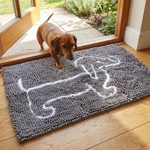 image:imageMuddy Mat Paw Dog Door Embroidery Mat Super Absorbent Microfiber Indoor Outdoor mat for Muddy Paws NonSlip Washable Pet Rug Quick Dry Chenille Entryway Carpet Machine Washable  Grey 19x30Hot Dog