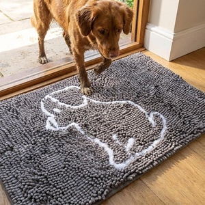 image:imageMuddy Mat Paw Dog Door Embroidery Mat Super Absorbent Microfiber Indoor Outdoor mat for Muddy Paws NonSlip Washable Pet Rug Quick Dry Chenille Entryway Carpet Machine Washable  Grey 19x30Sit Dog